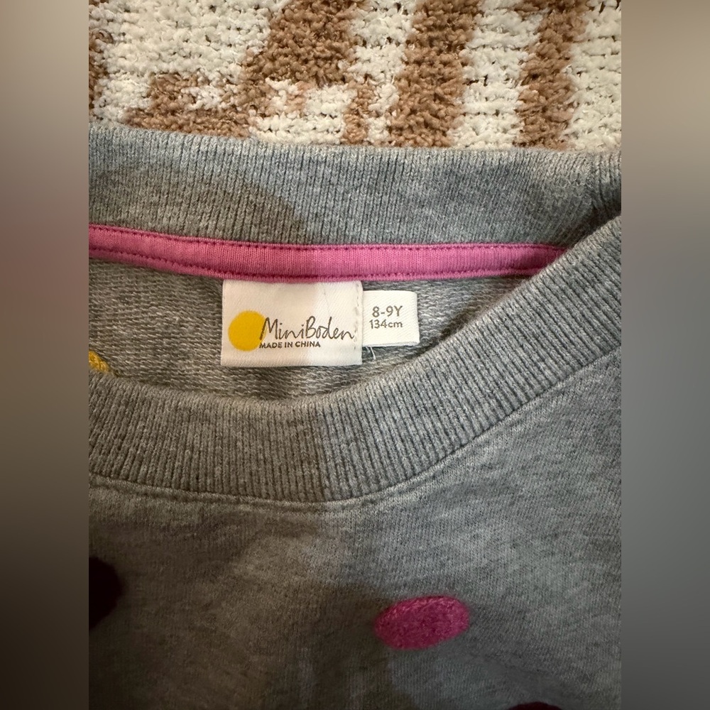 Mini Boden Gray Polka Dot Sweatshirt Dress Size 8-9 Girls - Picture 4 of 4